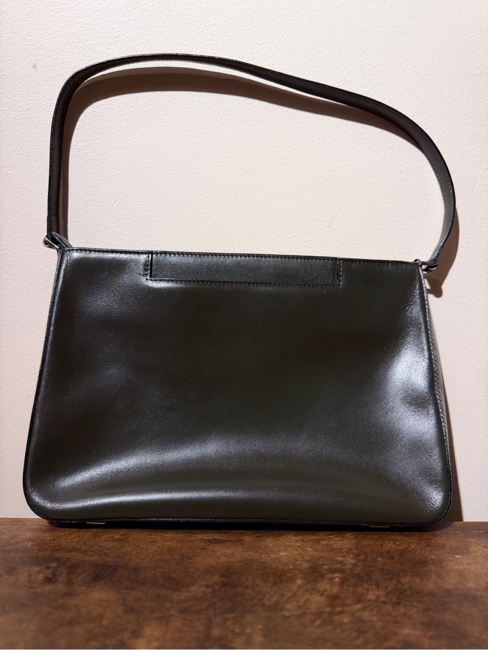 Classic Inky Forest Olive Green Shoulder Bag by Adrienne Vittadini